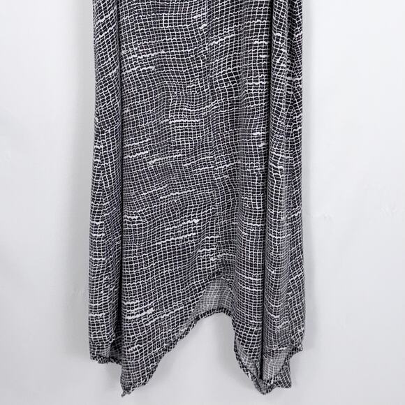 Prana Women's Selene Printed Handkerchief Hem Midi Dress Medium Black - Picture 9 of 13